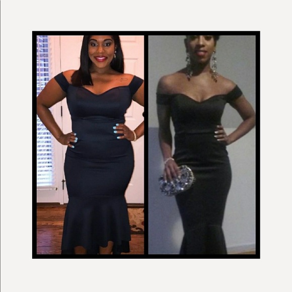 Black Mermaid Asymetrical Gown - Picture 4 of 7